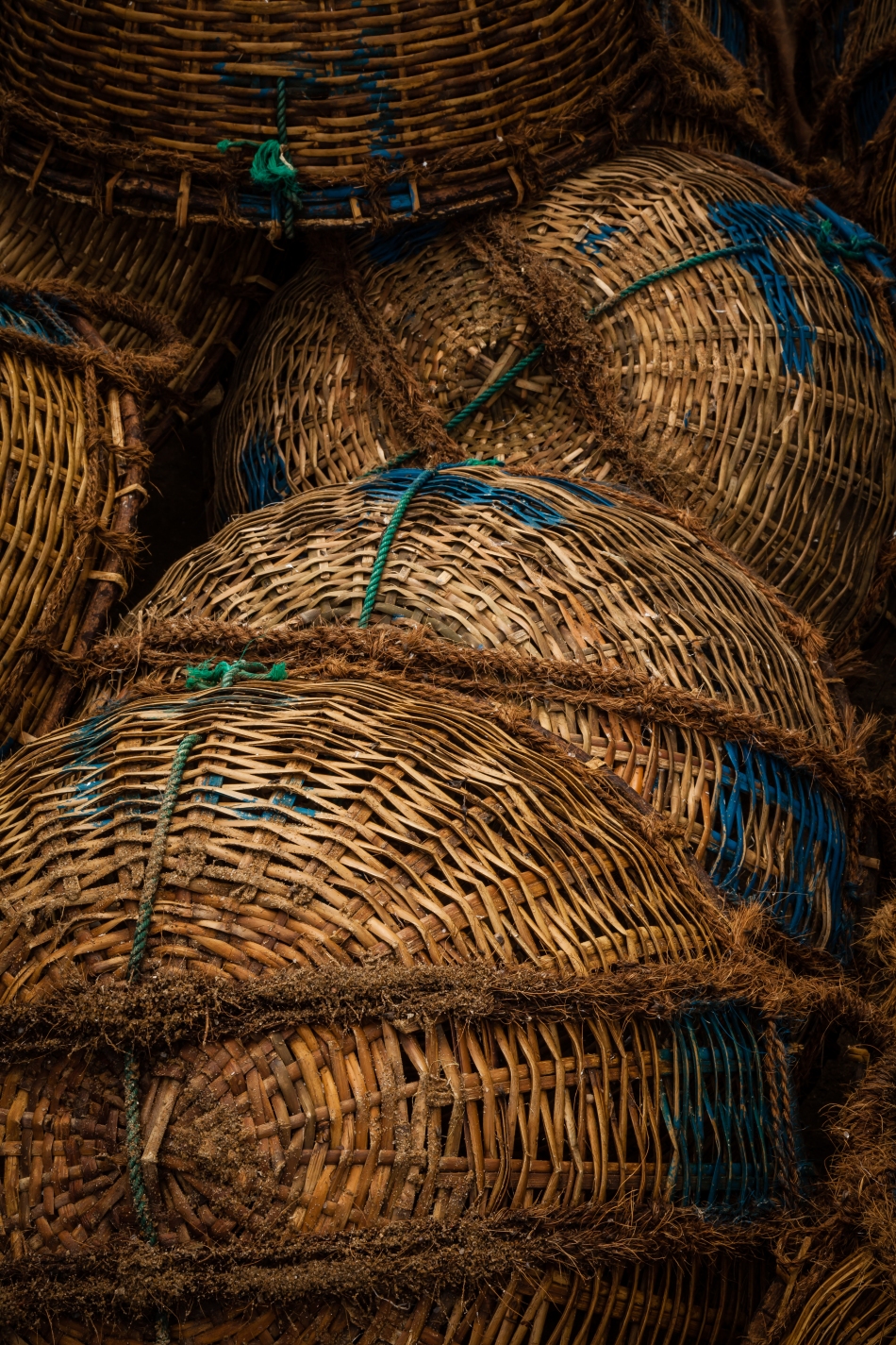 Baskets to collect the sun dried fish with on Negombo beach.